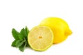 Fresh lime, lemon and mint isolated on white background Royalty Free Stock Photo