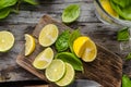Fresh lime and lemons, ready to serve in drink