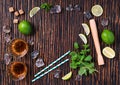 Fresh lime and mint in composition Royalty Free Stock Photo