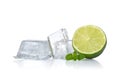 Fresh lime, mint and ice cubes Royalty Free Stock Photo