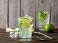 Fresh lime and mint infused water, cocktail, detox drink, lemonade Royalty Free Stock Photo