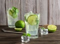 Fresh lime and mint infused water, cocktail, detox drink, lemonade Royalty Free Stock Photo