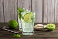 Fresh lime and mint infused water, cocktail, detox drink, lemonade. Royalty Free Stock Photo