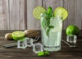 Fresh lime and mint infused water, cocktail, detox drink, lemonade. Royalty Free Stock Photo