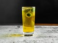 fresh lime nannari sarbath served in glass side view on grey background drink