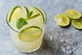 Fresh Lime Schorle Cocktail with Crush Ice. Royalty Free Stock Photo