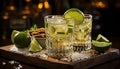 Fresh lime slice garnishes a tequila cocktail in a drinking glass generated by AI Royalty Free Stock Photo