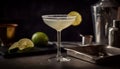 Fresh lime slice in a glass of tequila, refreshing cocktail generated by AI Royalty Free Stock Photo