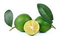 Fresh lime and slice, Isolated on white background