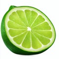 Fresh lime slice, isolated on a white background. Royalty Free Stock Photo