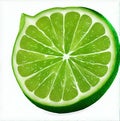 Fresh lime slice, isolated on a white background. Royalty Free Stock Photo