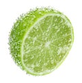 Fresh lime in sparkling water on white background Royalty Free Stock Photo