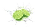 Fresh lime with water splash Royalty Free Stock Photo