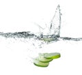 Fresh lime with water splash isolated Royalty Free Stock Photo