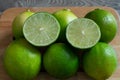 Fresh lime on the wooden tray Royalty Free Stock Photo