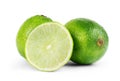 Fresh limes isolated on white Royalty Free Stock Photo
