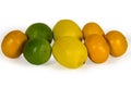 Fresh limes, lemons and tangerins Royalty Free Stock Photo