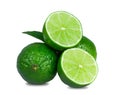 Fresh limes sliced isolated on white Royalty Free Stock Photo