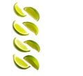 Fresh limes slices isolated on white background Royalty Free Stock Photo