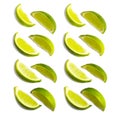 Fresh limes slices isolated on white background Royalty Free Stock Photo