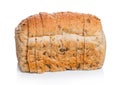 Fresh loaf of seeded bread on white background. Traditional bakery heritage Royalty Free Stock Photo