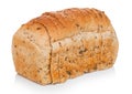 Fresh loaf of seeded brown bread on white background. Traditional bakery heritage Royalty Free Stock Photo