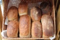 Bloomer Split Tin White Bread Loafs In A Wicker Baskets