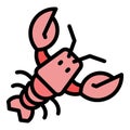 Fresh lobster icon color outline vector