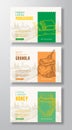 Fresh Local Food Label Templates Set. Abstract Vector Packaging Design Layouts Collection. Banners with Hand Drawn