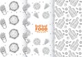 Fresh local food patterns with lettering in white backgrounds Royalty Free Stock Photo