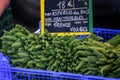 Fresh local foraged wild green asparagus at a farmers market, Strasbourg, France