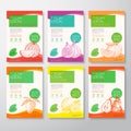 Fresh Local Fruit Labels Packaging Design Layout Collection. Vector Background Covers Set. Modern Typography and Hand