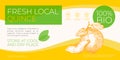 Fresh Local Fruits Label Template. Abstract Vector Packaging Horizontal Design Layout. Modern Typography Banner with
