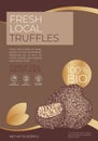 Fresh Local Mushrooms Label Template. Abstract Vector Packaging Design Layout. Modern Typography Banner with Hand Drawn