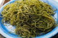 Fresh local seaweed (Gracilaria fisferi) in Thailand market Royalty Free Stock Photo