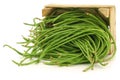 Fresh long beans in a wooden crate