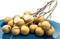 Fresh Longan Fruit On Blue Dish