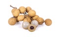 Fresh longan fruits isolated on the white background Royalty Free Stock Photo