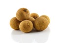 Fresh Longans fruits isolated on white Royalty Free Stock Photo