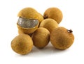 Fresh Longans fruits isolated on white Royalty Free Stock Photo