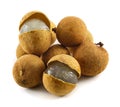 Fresh Longans fruits isolated on white Royalty Free Stock Photo