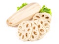 Fresh Lotus Root Slices on white Background - Isolated