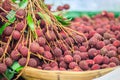 Fresh lychee fruit for sale at the fresh market. Lychee also var