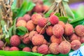 Fresh lychee fruit for sale at the fresh market. Lychee also var