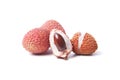 Fresh lychee fruits on white background Royalty Free Stock Photo