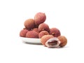 Fresh lychee fruits on white background Royalty Free Stock Photo