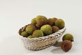 Fresh Lychee, Green Litchi on Cream Background