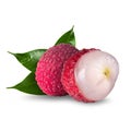 Fresh lychee or litchi is tropical fruit isolated on white background Royalty Free Stock Photo