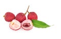 Fresh lychee litschi isolated on white background Royalty Free Stock Photo