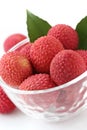 Fresh lychees in glass bowl Royalty Free Stock Photo
